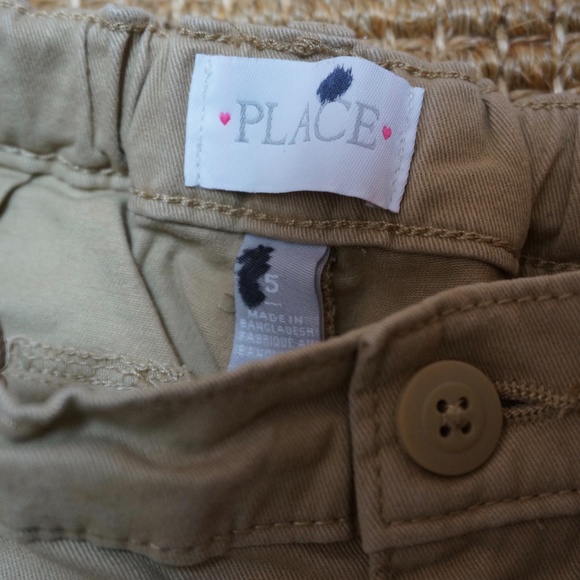Girls Size 5 The Children's Place 4-Pocket Tan Cotton Bootcut Pants - Picture 2 of 3